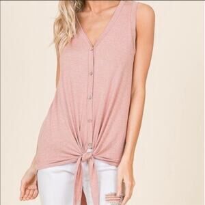 Sleeveless button front top pink